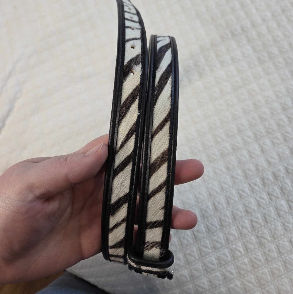 Amanda Smith Zebra Print Calf Hair Thin Belt - Picture 3 of 9